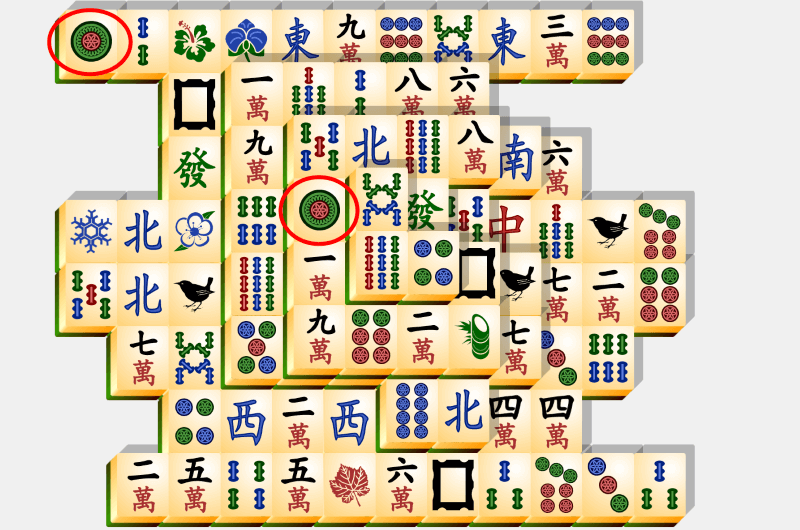 Mahjong, megoldási példa, 10. szakasz