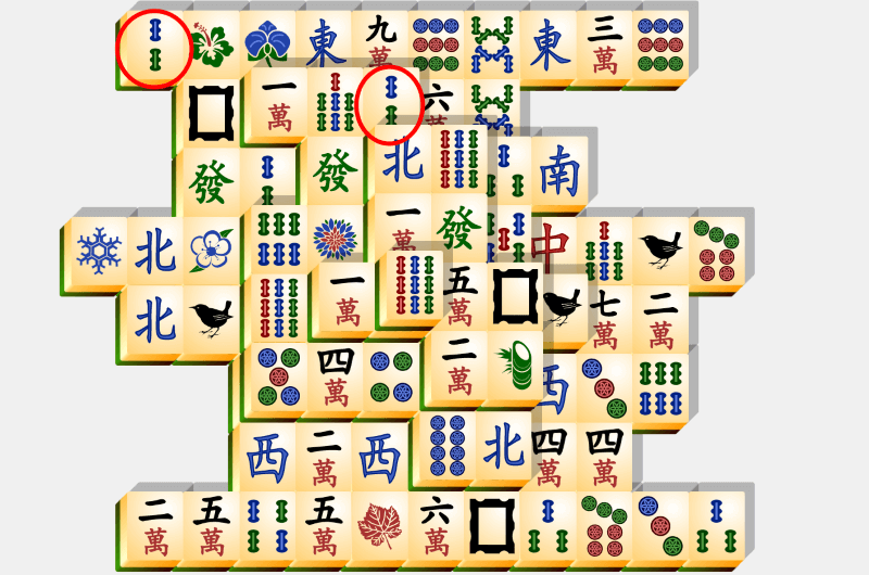 Mahjong, eksempel på løsning, del 19