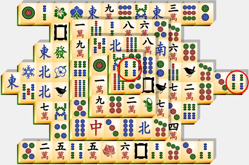 Mahjong, eksempel på løsning, del 1