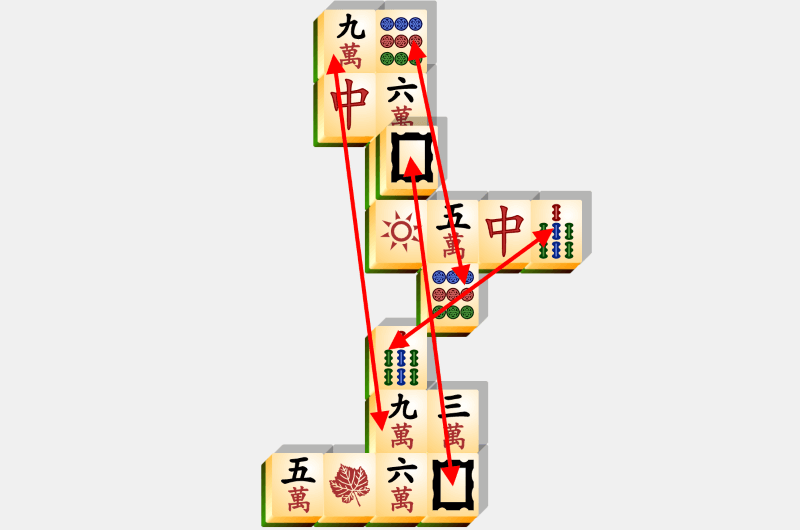 Mahjong, løsningseksempel, afsnit 35